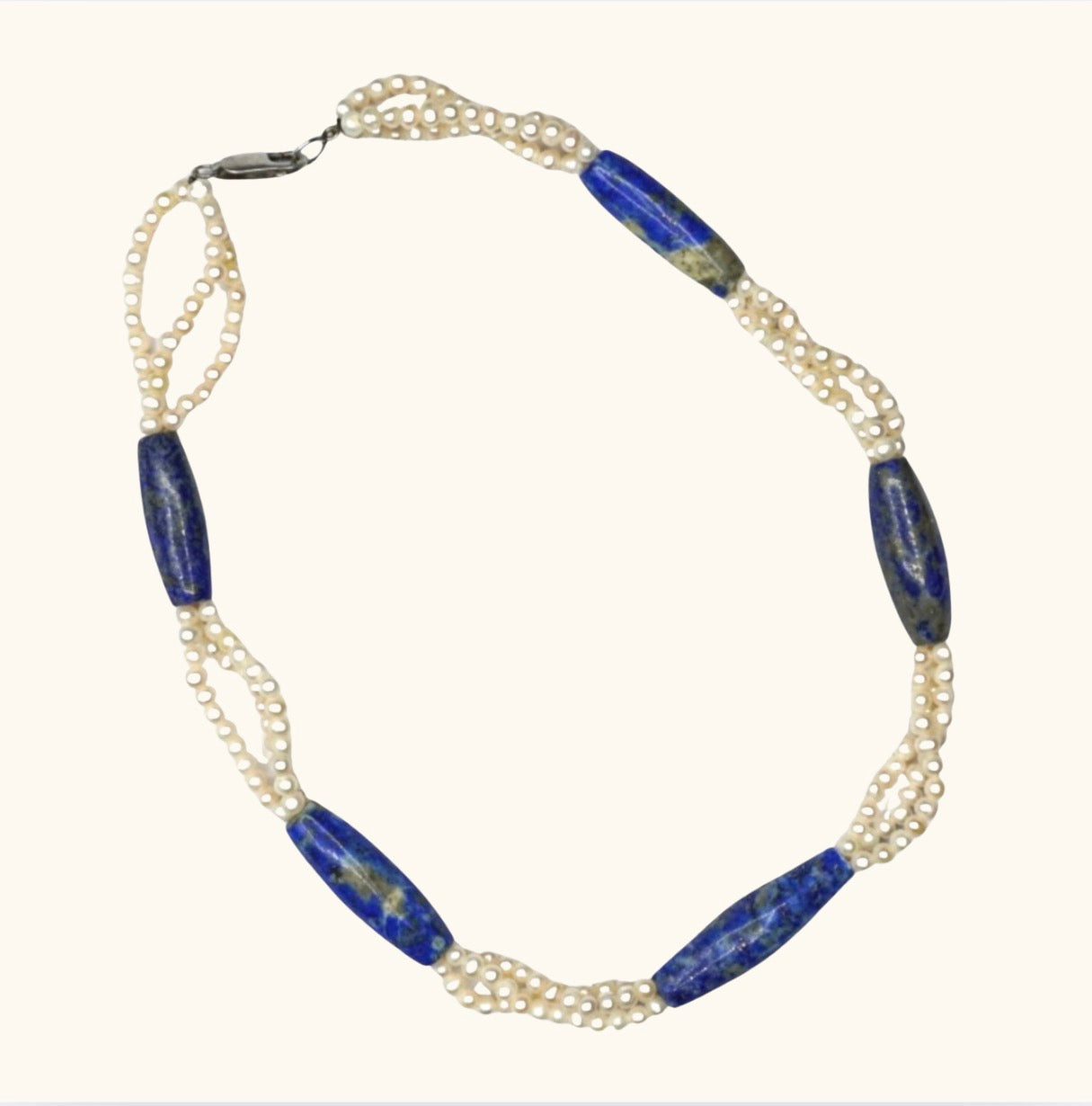 Freshwater Pearl and Lapis Lazuli Princess necklace 925